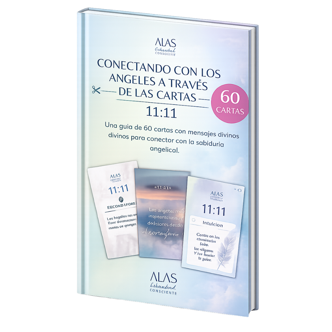 Libro Conectando con los ángeles a través de las cartas 11:11, con 60 cartas de mensajes angelicales
